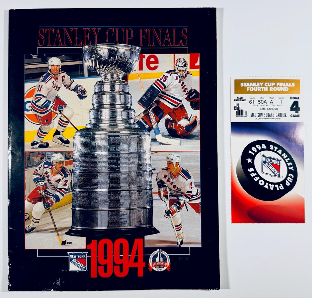 1994 New York Rangers Stanley Cup Finals Game 7 Mark Messier ticket and program front view
