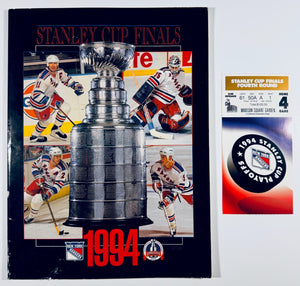 1994 New York Rangers Stanley Cup Finals GM 7 Mark Messier Ticket Hockey and Program