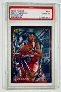 1996-97 Topps Finest Allen Iverson Rookie Card #69 graded PSA 9 MINT with original protective coating intact.