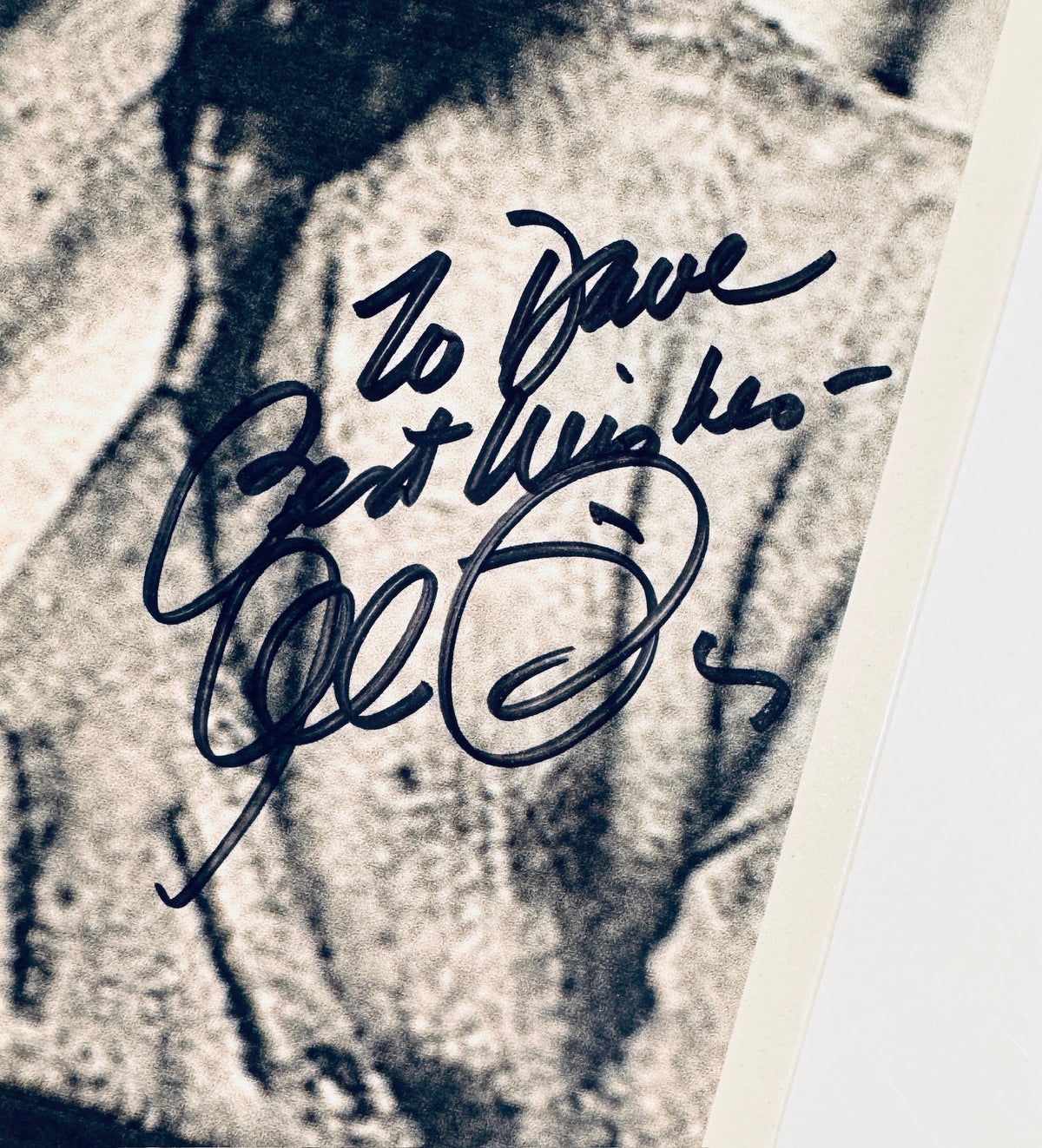 Close-up view of Al Pacino autograph and handwritten inscription reading 'To Dave Best Wishes'.