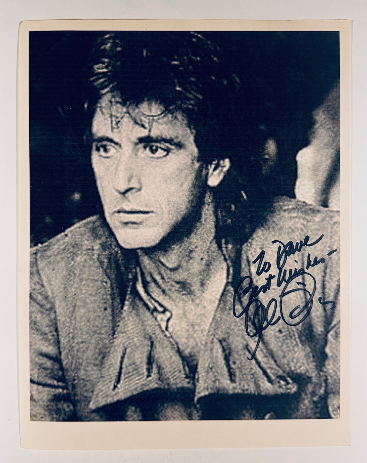 Full front view of vintage black and white 8x10 photo hand-signed by Al Pacino.