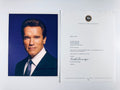 Arnold Schwarzenegger autographed 8x10 portrait photo alongside official 2004 Office of the Governor response letter.