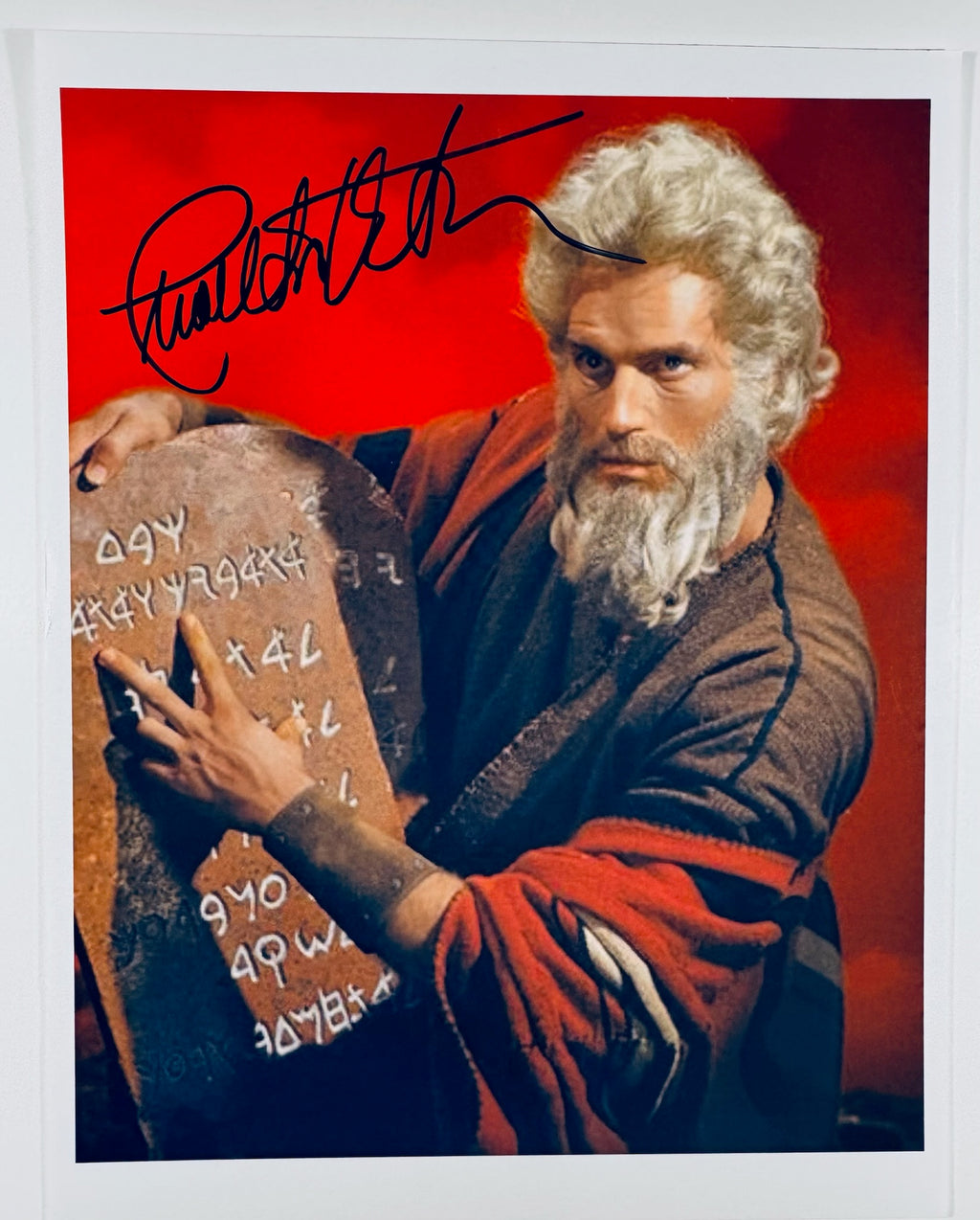 Charlton Heston The Ten Commandments signed 10x8 color photograph front view