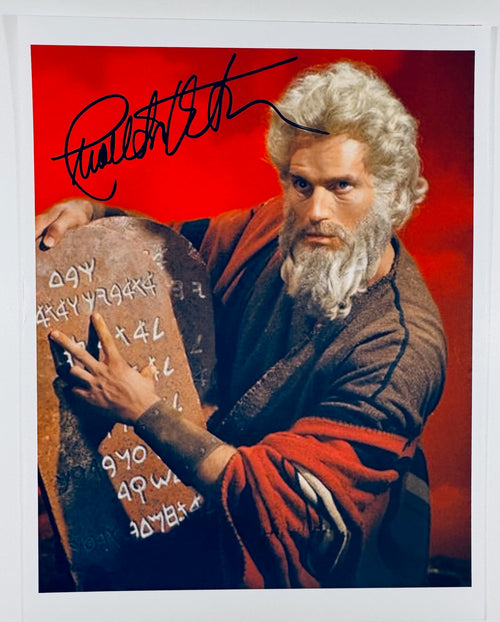 Charlton Heston The Ten Commandments signed 10x8 color photograph front view
