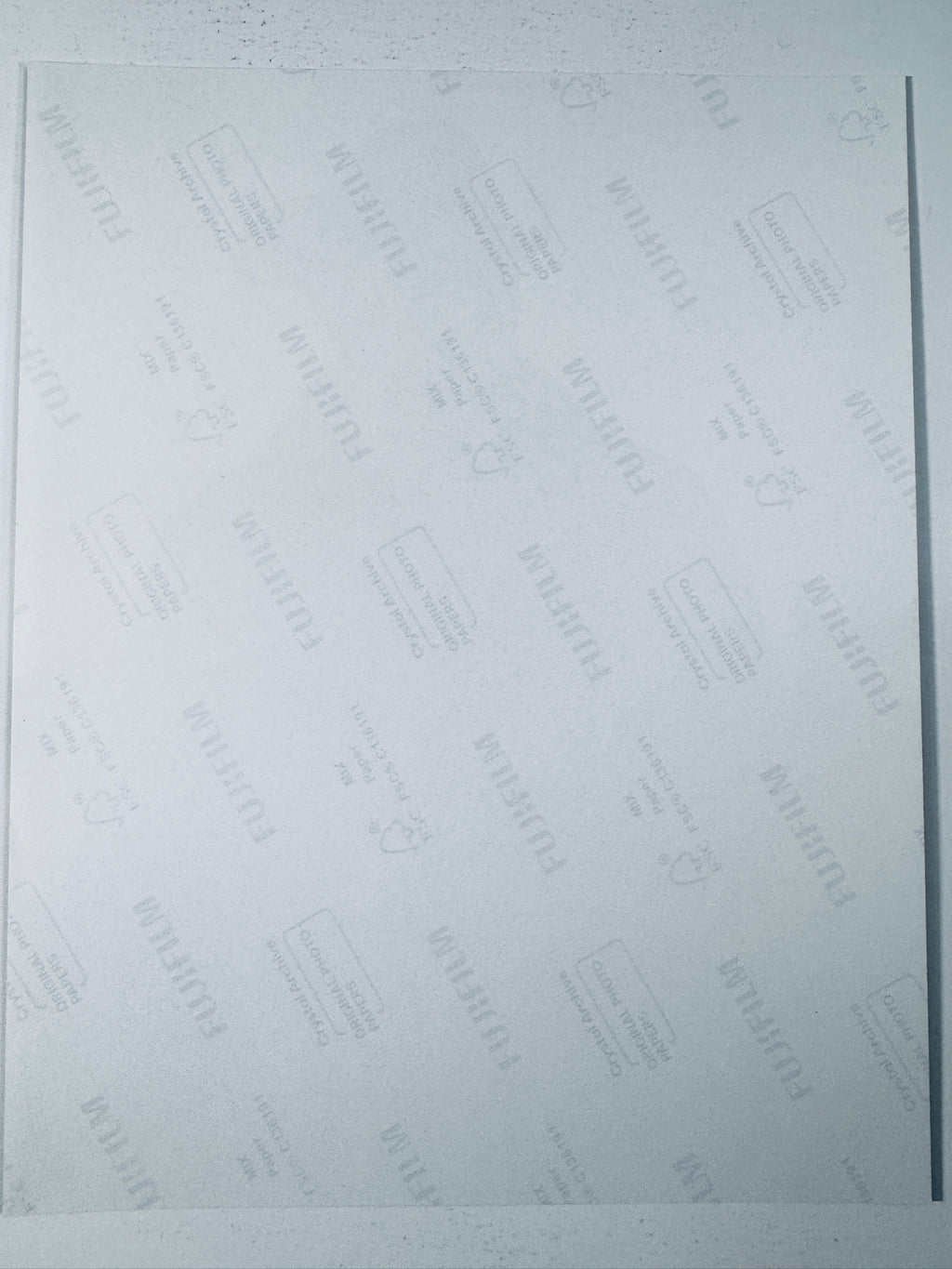 Back of the Fujifilm photographic paper showing the reverse side condition and paper branding for the Cole Hauser signed Yellowstone collectible.