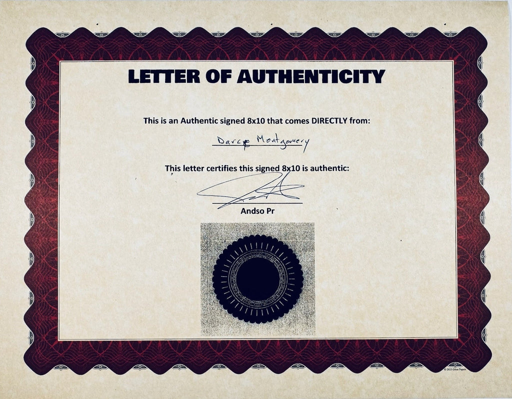 Certificate of authenticity for Dacre Montgomery Billy Hargrove Stranger Things signed 8x10 photo