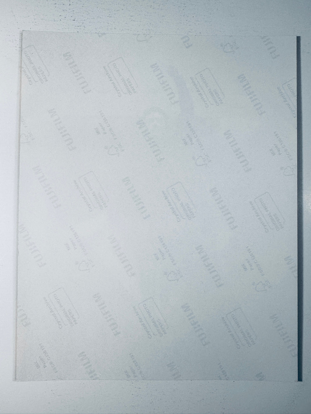 Back condition view of the Fujifilm Crystal Archive paper for the David Corenswet signed Superman 8x10 photo.