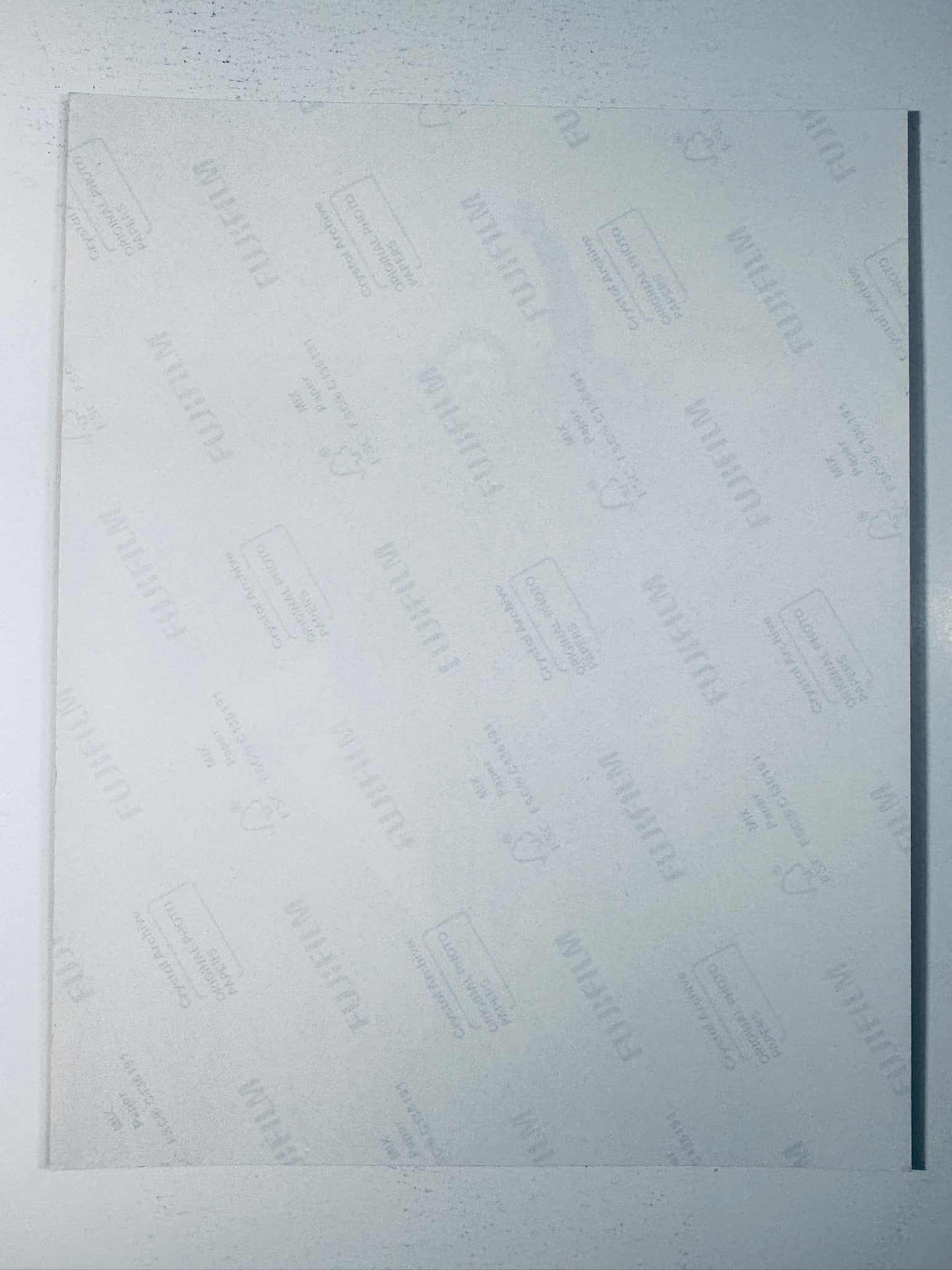 Back condition view of the Fujifilm Crystal Archive paper for the David Corenswet signed Superman 8x10 photo.