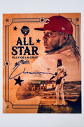 Elly De La Cruz hand-signed 8x10 matte Cincinnati Reds All-Star graphic photo featuring a portrait and full-body action shot.