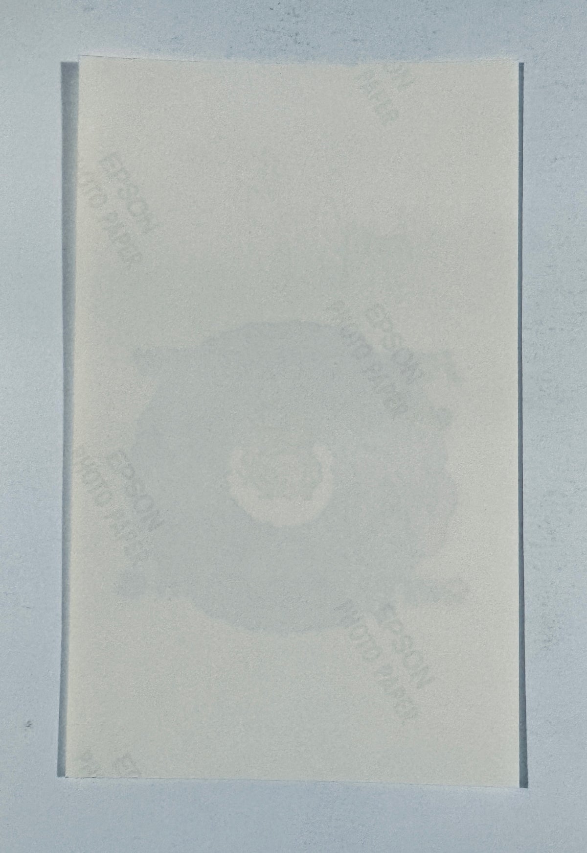 Full back view of the signed Heathcliff photo card showing Epson Photo Paper watermarks.