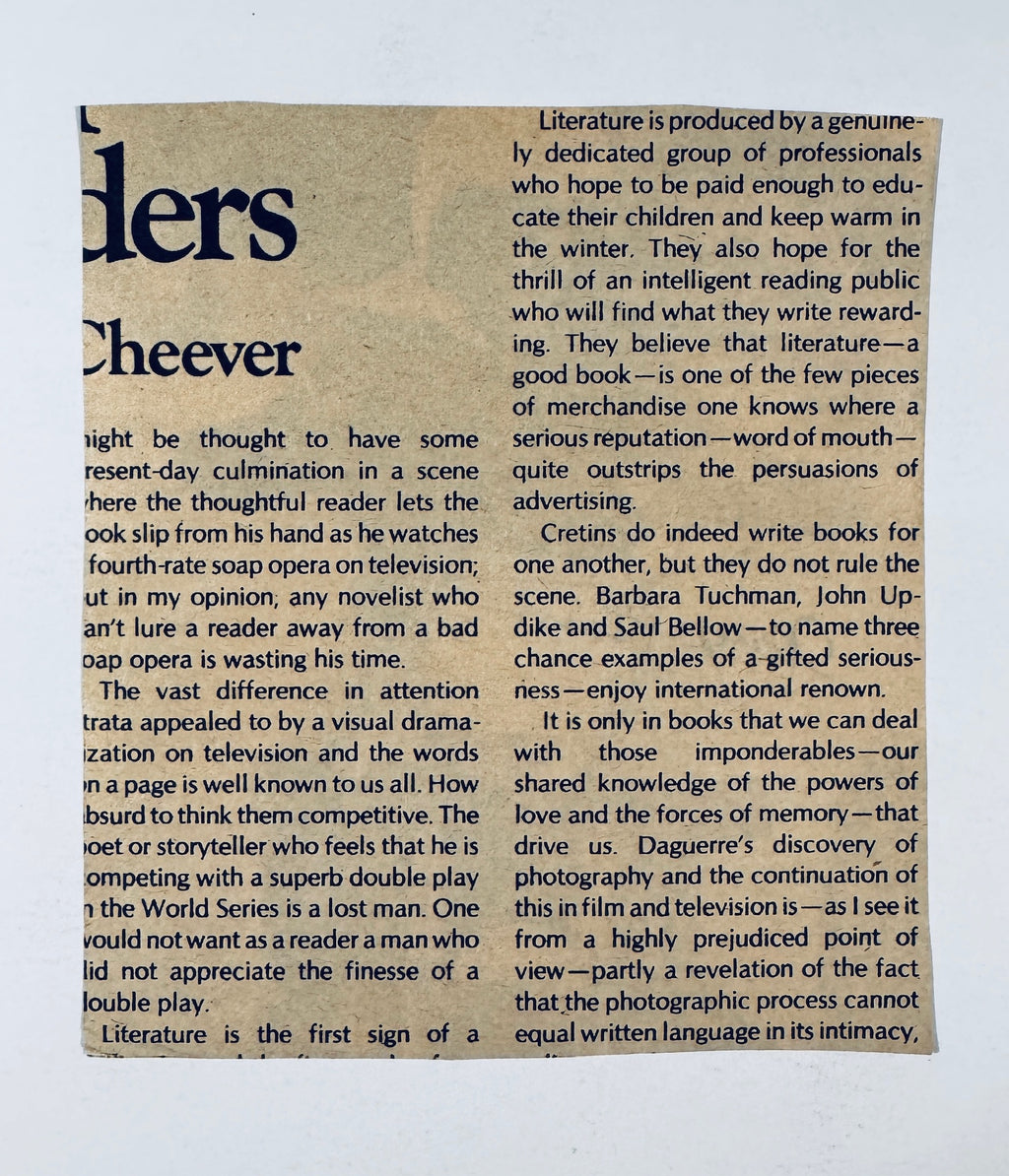 Reverse back view of vintage George Burns signed newspaper clipping clipping text page.