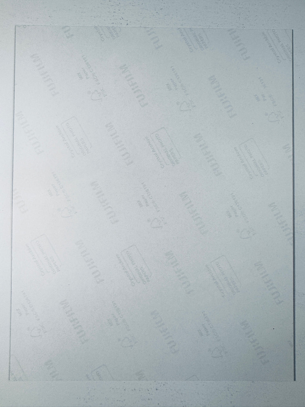 Fujifilm Crystal Archive photographic paper back surface showing the authentic backing and matte paper texture for the Heather Thomas signed Zapped! photo.