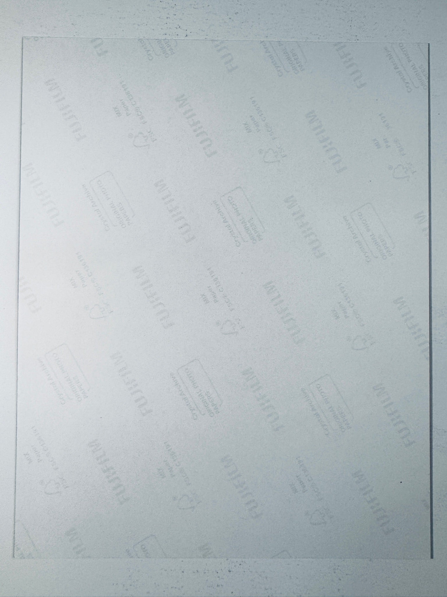 Fujifilm Crystal Archive photographic paper back surface showing the authentic backing and matte paper texture for the Heather Thomas signed Zapped! photo.