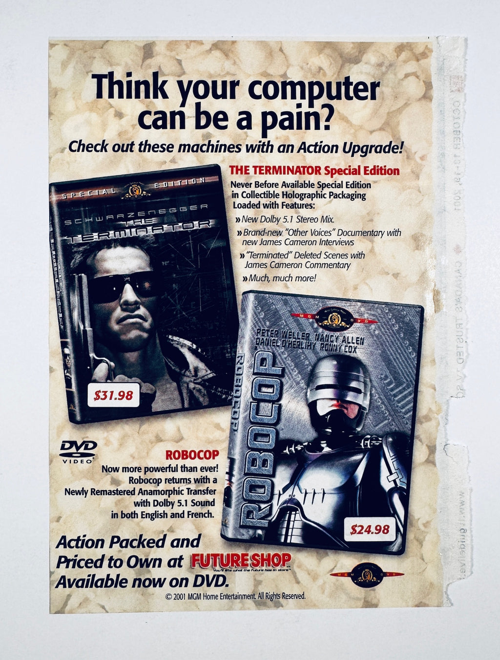 Back cover of the James Gandolfini autographed TV Guide magazine featuring a vintage DVD advertisement.