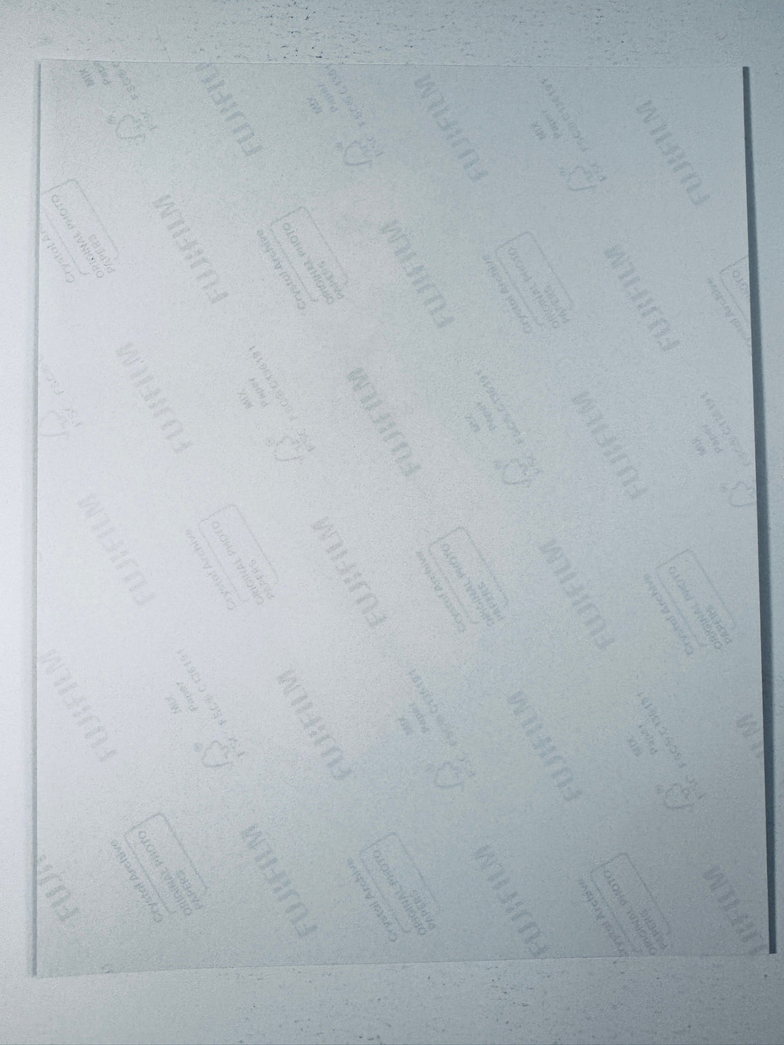Back of the Fujifilm photographic paper showing the reverse side condition and paper branding for the Katie Holmes signed collectible.