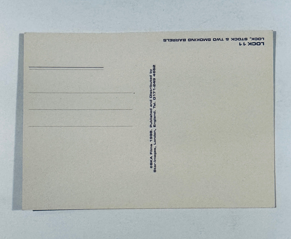 Back side of vintage 1998 Lock, Stock and Two Smoking Barrels postcard published by Star-Images, London.