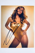 Mariah Carey hand-signed 8x10 matte photo in a gold swimsuit.