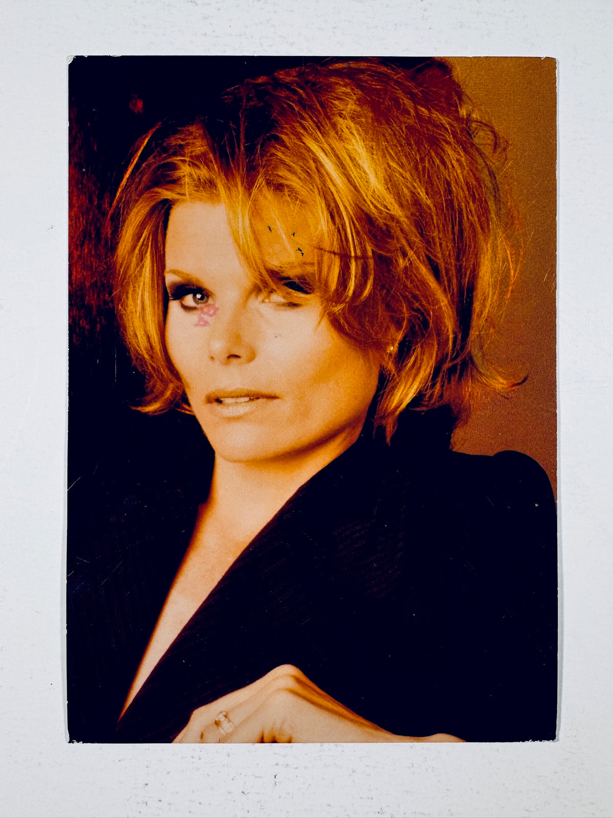 Full view of a vintage color portrait photo featuring actress Mariel Hemingway.
