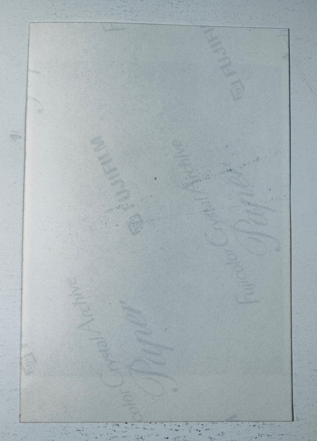 Back of the authentic Martin Sheen autographed photo showing Fujicolor Crystal Archive Paper branding.
