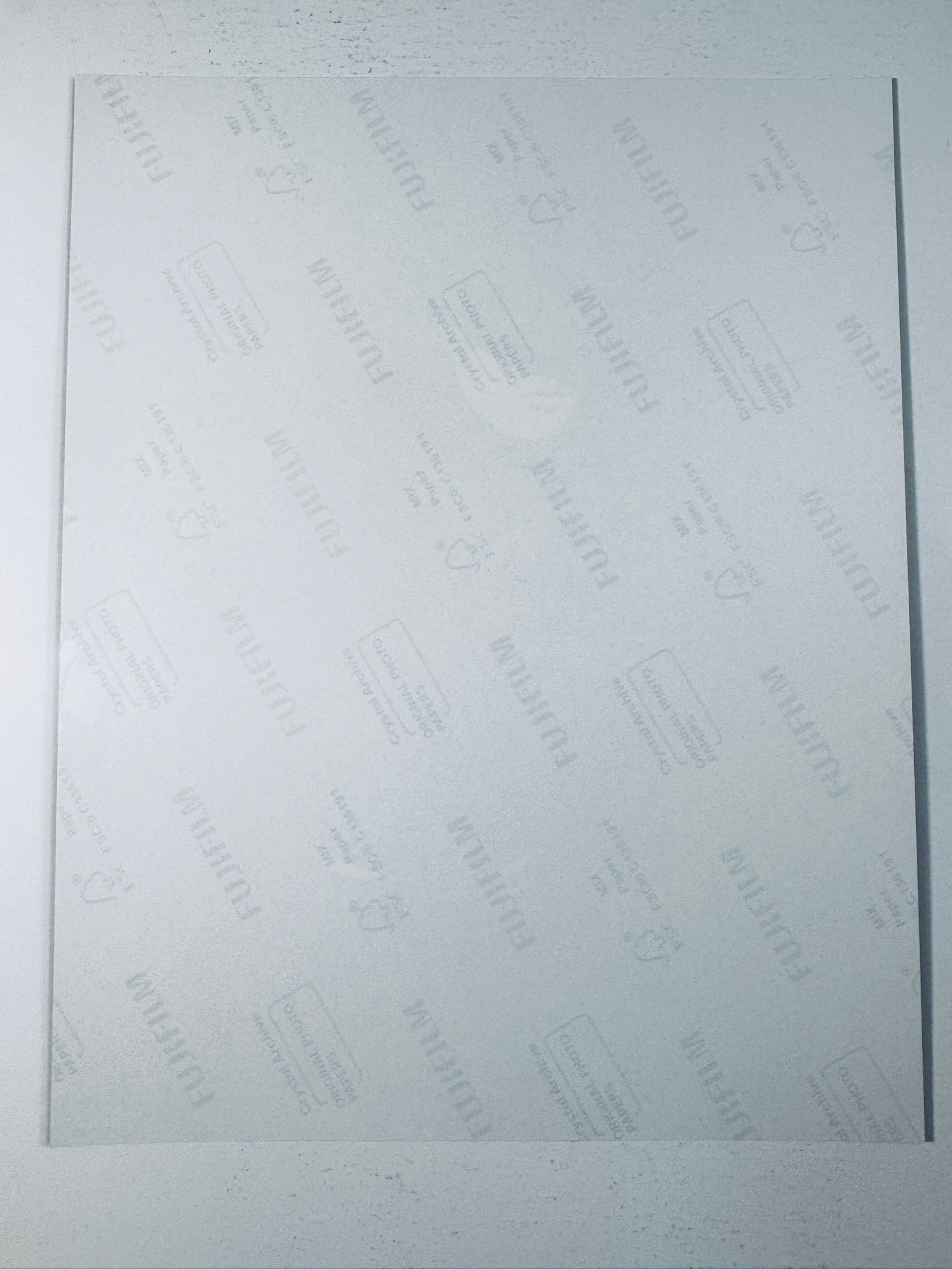 Back of the Fujifilm photographic paper showing the reverse side condition and paper branding for the Michael Keaton signed Batman collectible.