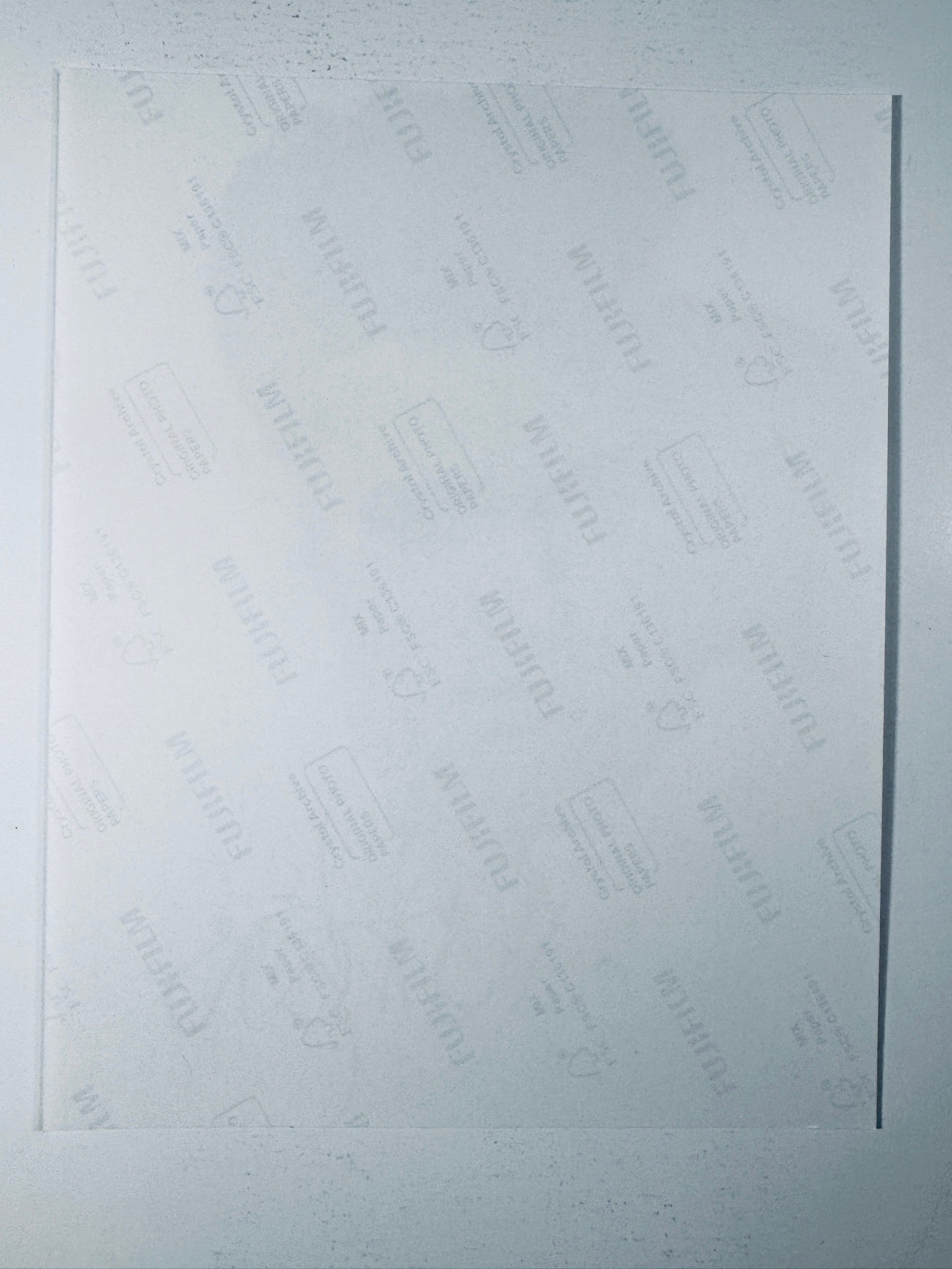Back condition view of the Fujifilm Crystal Archive paper for the Morrissey signed 8x10 photo.