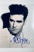 Morrissey hand-signed 8x10 black and white portrait photo featuring a close-up pose with styled hair.