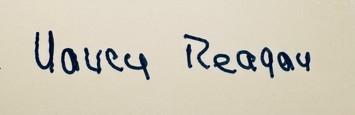 Close-up macro detail of First Lady Nancy Reagan signature in dark ink.