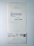 1983 White House typed letter from Nancy Reagan displayed above its matching stamped envelope addressed to a WF.