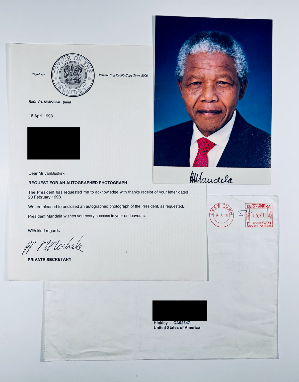 Nelson Mandela Hand-Signed 5x7 Color Portrait