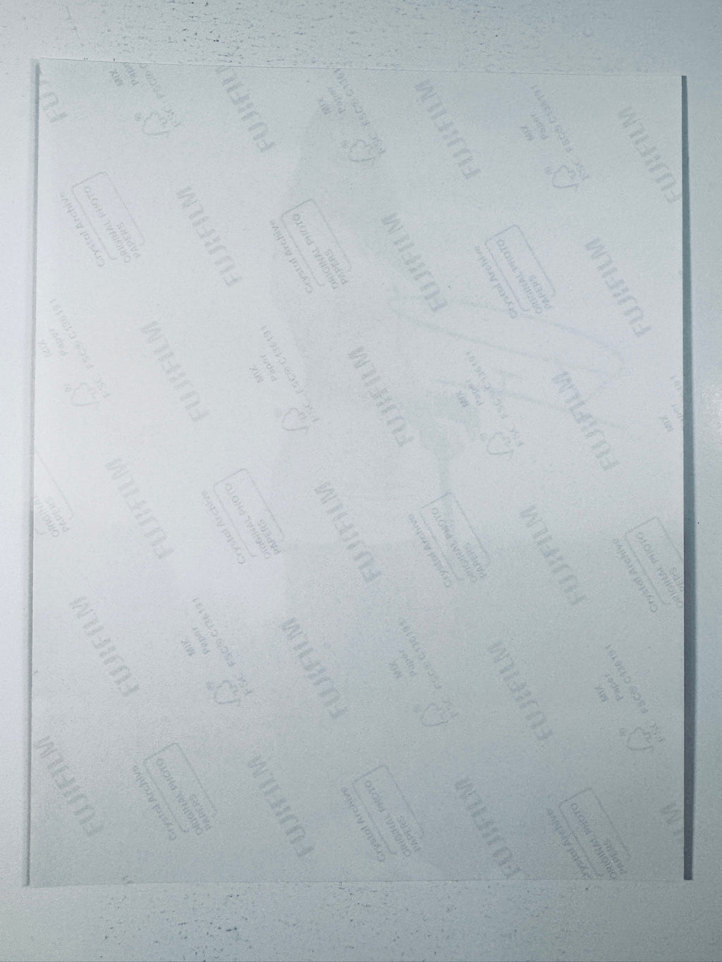 Fujifilm Crystal Archive photographic paper back surface showing the authentic backing and matte paper texture for the Paige Spiranac signed golf photo.