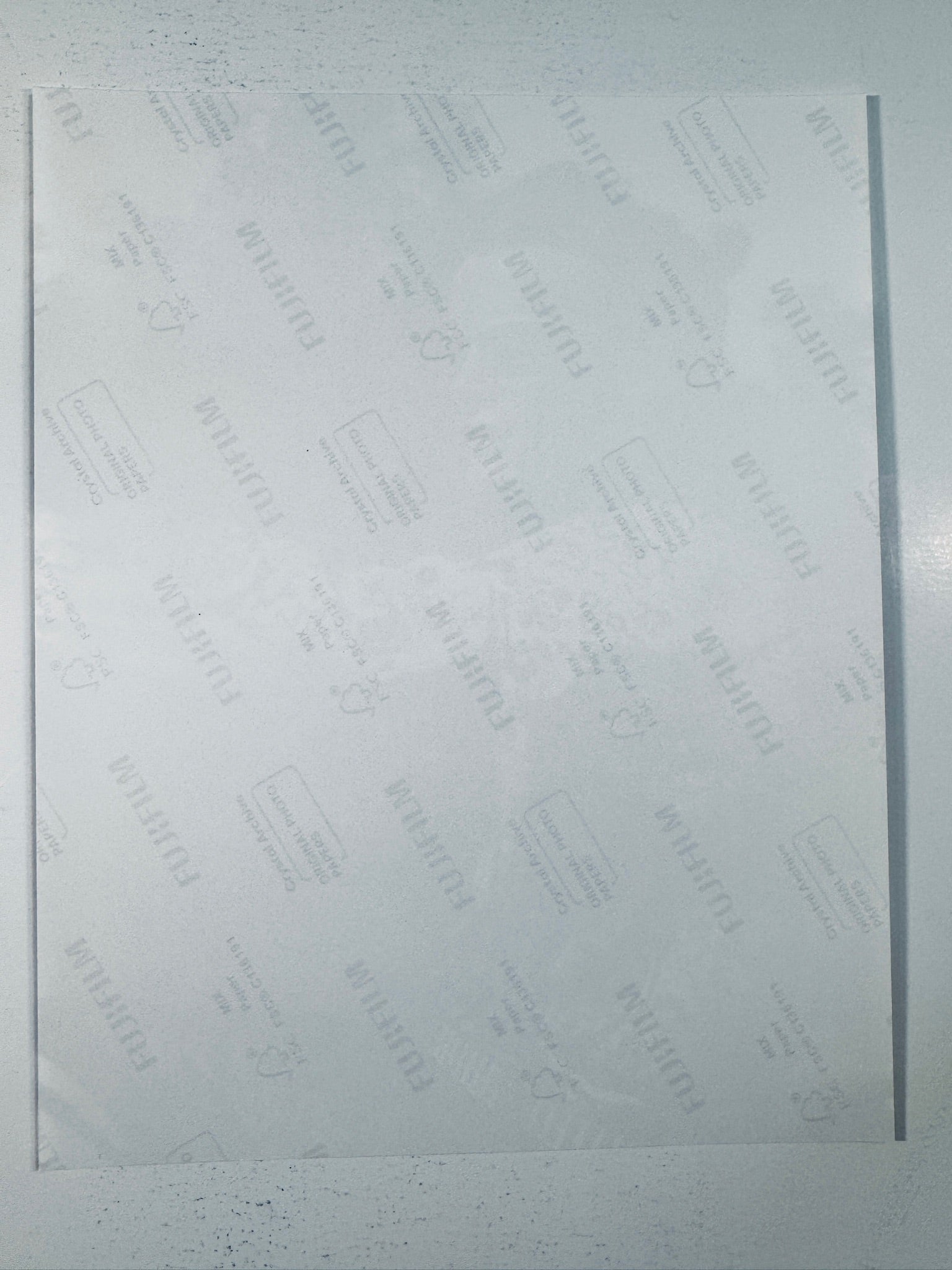 Fujifilm Crystal Archive photographic paper back surface showing the authentic backing and matte paper texture for the Peter Fonda signed photo.