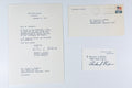 Overview layout showing 1974 Richard Nixon autographed White House card, transmittal letter, and postmarked envelope.