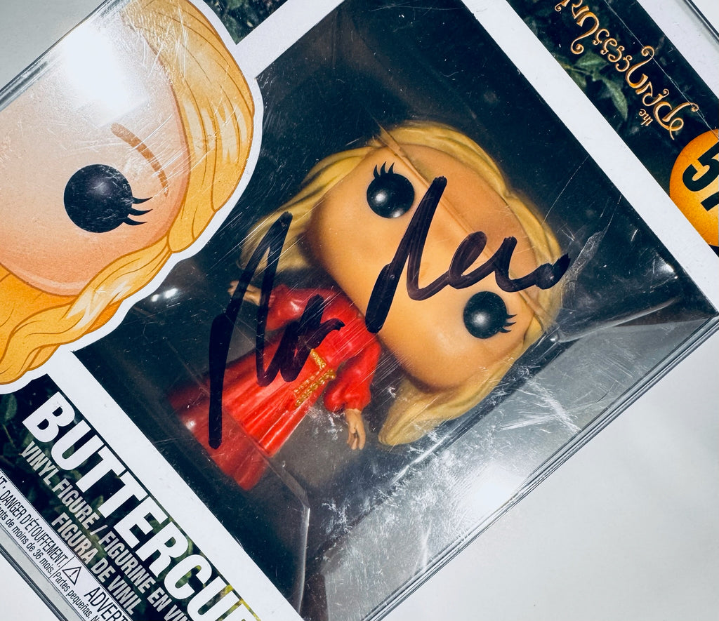 Rob Reiner autograph close-up on Princess Bride Buttercup Funko Pop #578 with JSA COA