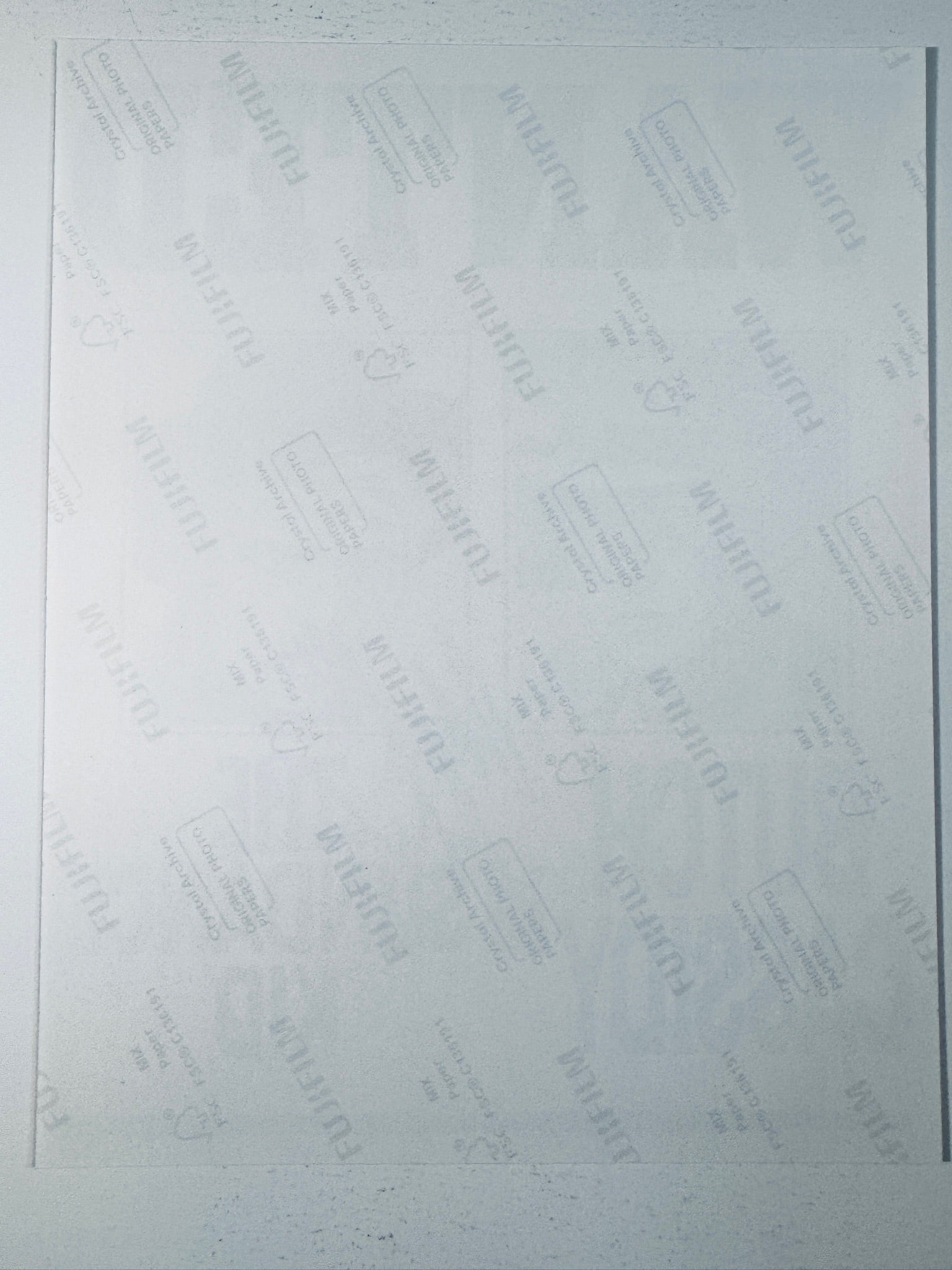 Fujifilm Crystal Archive photographic paper back surface showing the authentic backing and matte paper texture for the Robert Redford signed Butch Cassidy and the Sundance Kid photo.