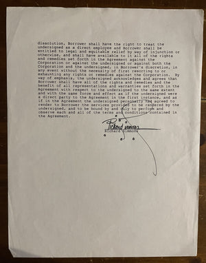 Richard Simmons Signed Autograph Original Vintage Contract