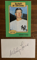 Whitey Ford Signed Autograph Signature on Dated Event Ticket with Baseball Card