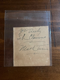 Samuel Clemens Mark Twain Signed Autograph 2.5x2.75 Vintage Cut Paper RARE