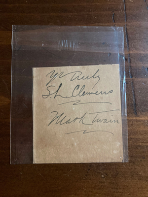 Samuel Clemens Mark Twain Signed Autograph 2.5x2.75 Vintage Cut Paper RARE