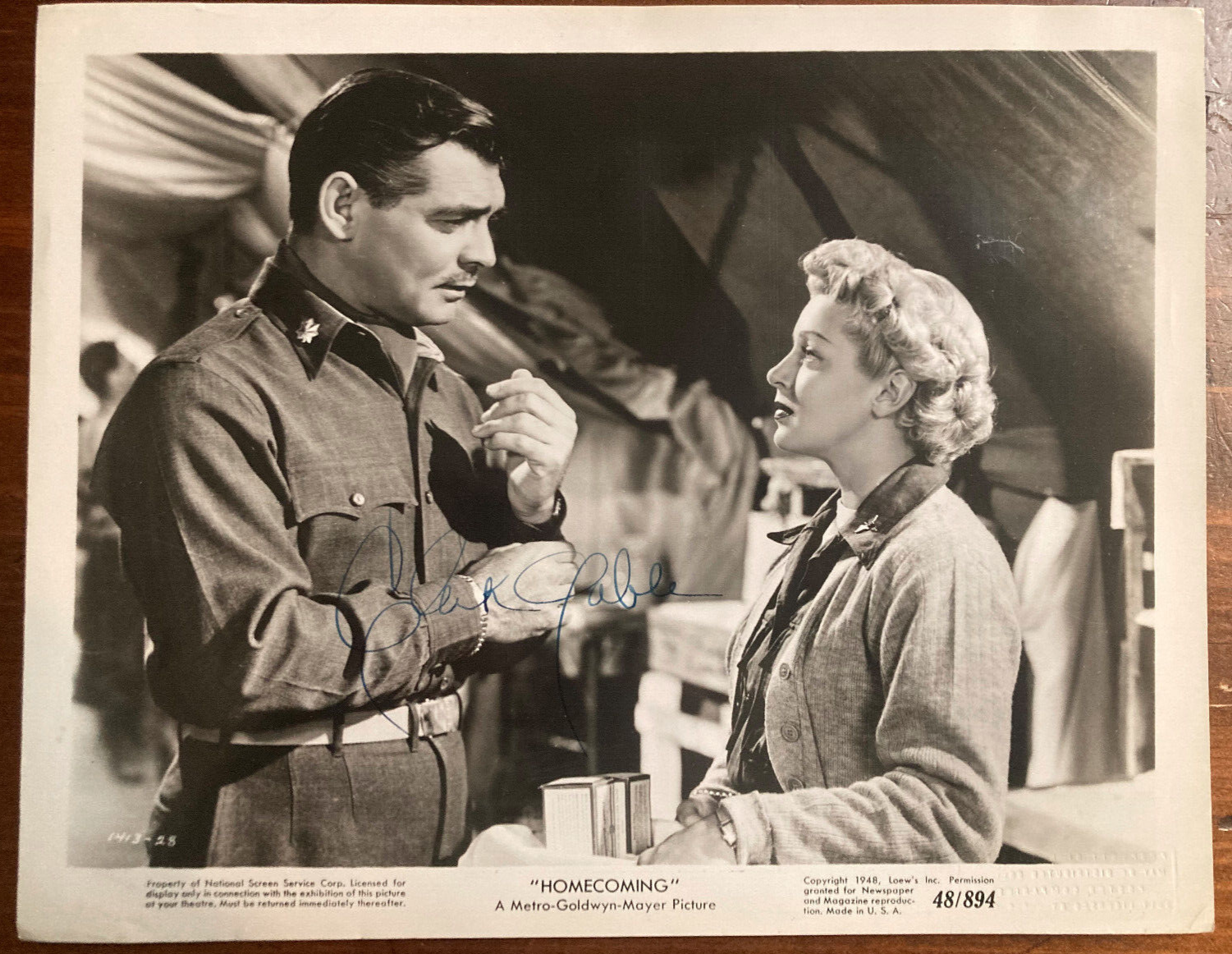 Clark Gable Signed Autograph Signature 8x10 Vintage B&W Homecoming Photograph