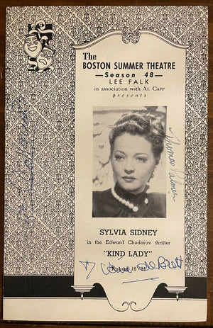 Jerome Collamore, Thomas Palmer, Diane DeBrett Signed Playbill The Kind Lady