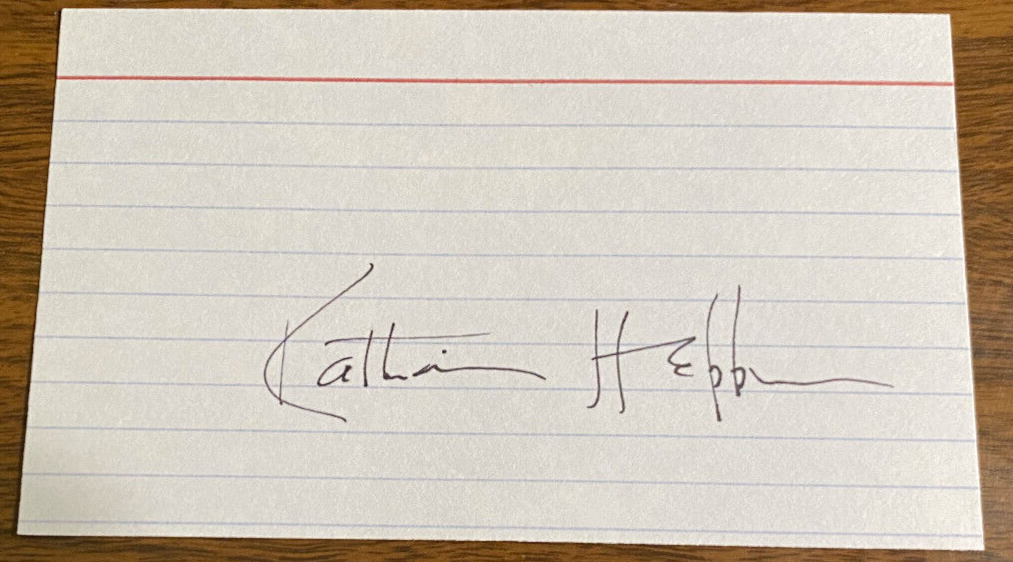 Katherine Hepburn Signed Autograph Signature 3x5 Vintage Index Card