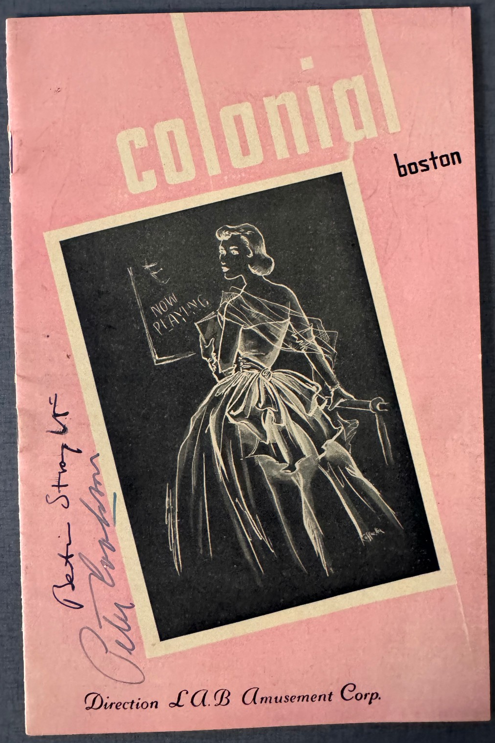 Peter Cookson & Beatrice Straight Signed Colonial Theatre Playbill Cover Boston