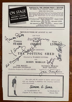 Playbill Page The Potting Shed by Gene Lyons, Tom Bosley, Frances Starr + 4