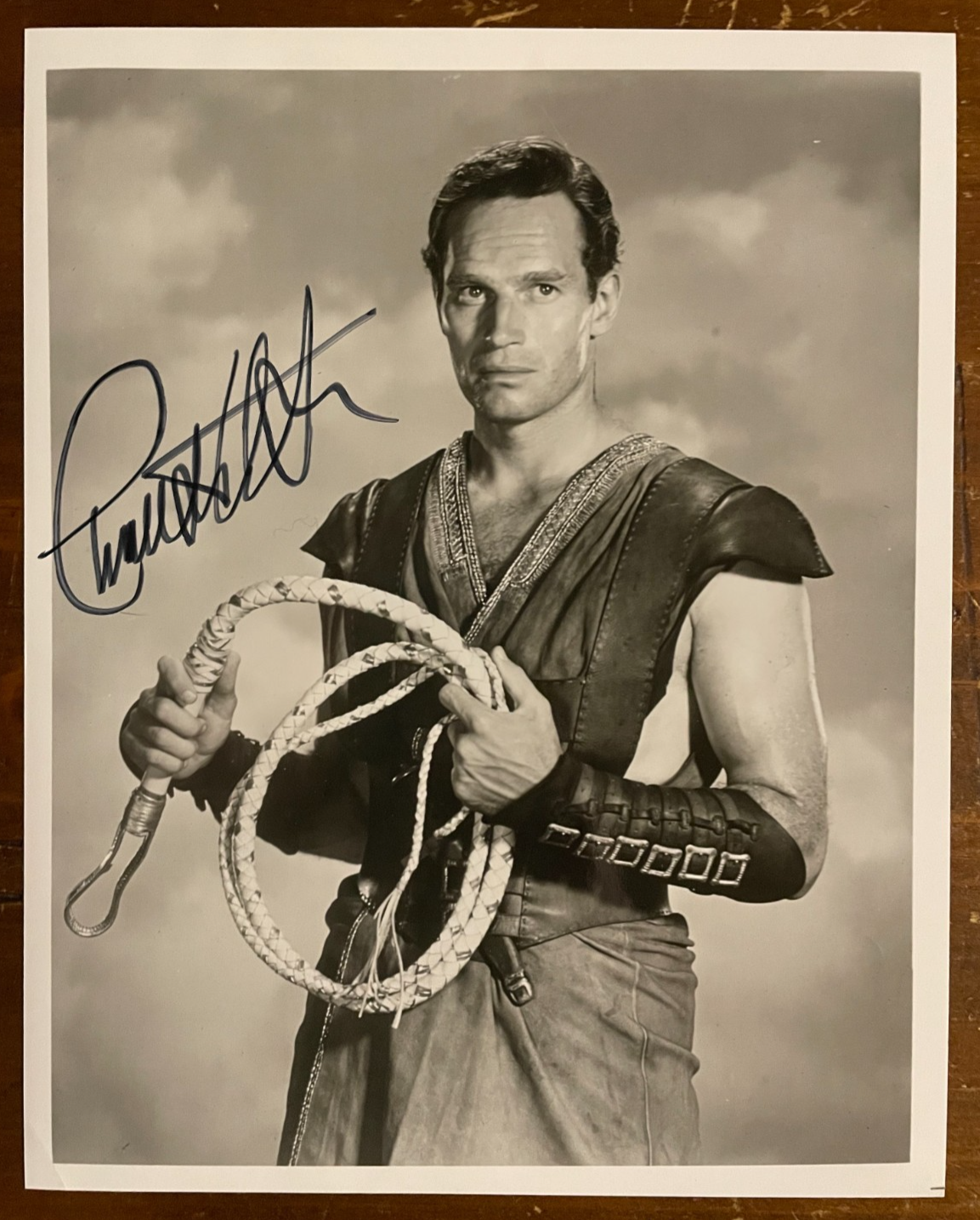 Charlton Heston Signed Autograph Signature 8x10 B&W Glossy BEN-HUR Photograph
