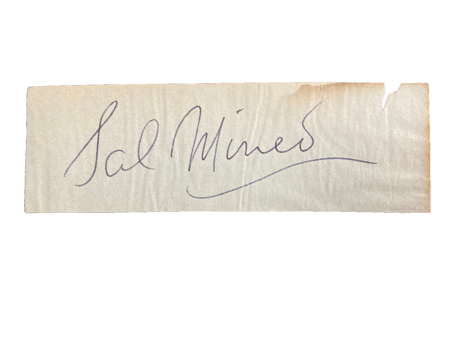 Sal Mineo Signed Autograph 3.5x1.25 Vintage Cut Paper Rebel Without A Cause