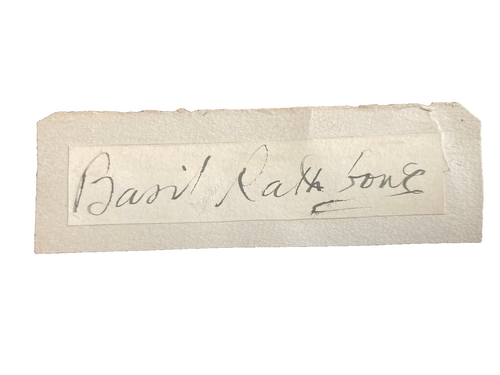 Basil Rathbone Signed Autograph Signature 3x.75 Vintage Cut Paper Sherlock
