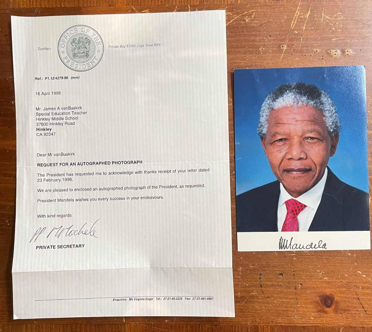Nelson Mandela Signed Autograph 5x7 Color Glossy Photograph RARE AND LIMITED