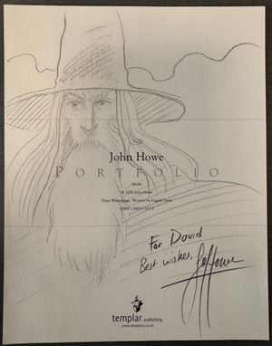 John Howe Signed Gandalf Drawing Original Tolkien Art LOTR Portfolio Sketch RARE