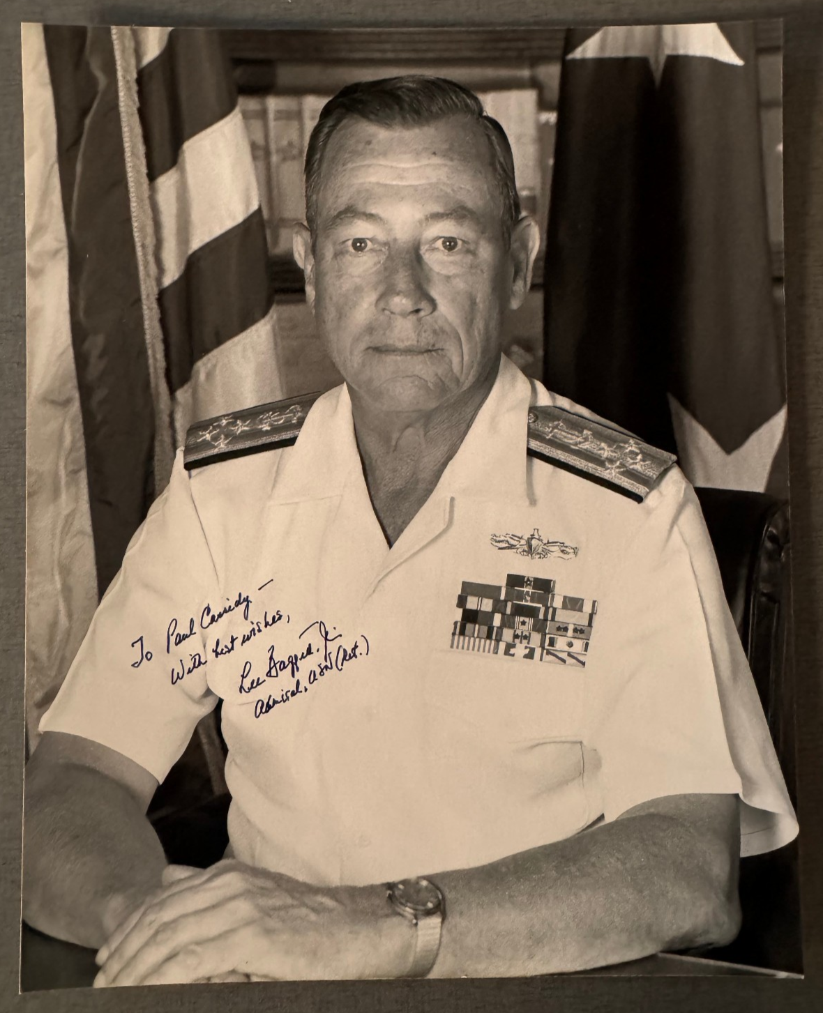Adm Lee J. Baggett Jr Signed 8x10 Photo ?-Star Navy CINCLANT Cold War Era