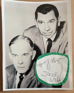 Jack Webb and Harvey Morgen Signed Autograph Signature 8x10 Dragnet Photograph